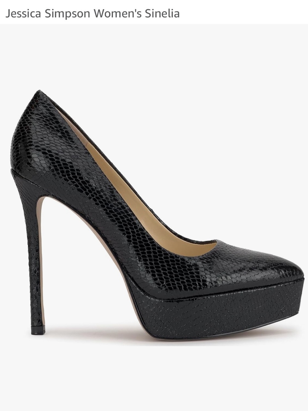Jessica Simpson Black Snake-Embossed Platform Pump - Picture 7 of 15